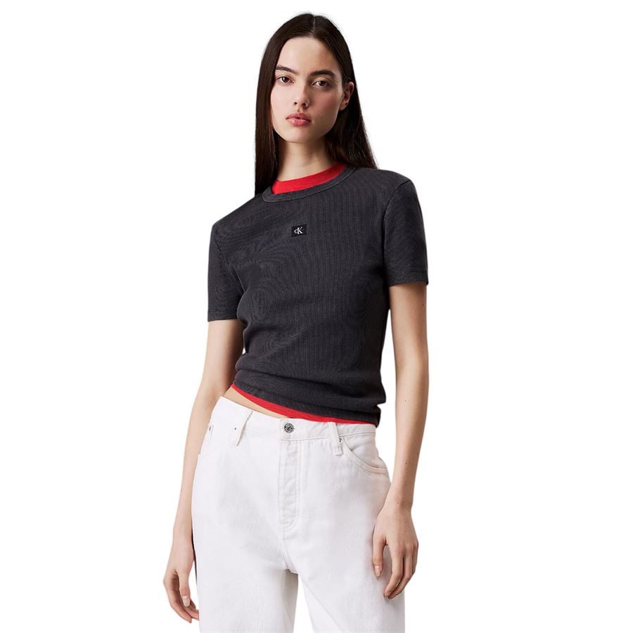 Washed Woven Label t-shirt maniche corte da donna Calvin Klein | J20J225244PT2